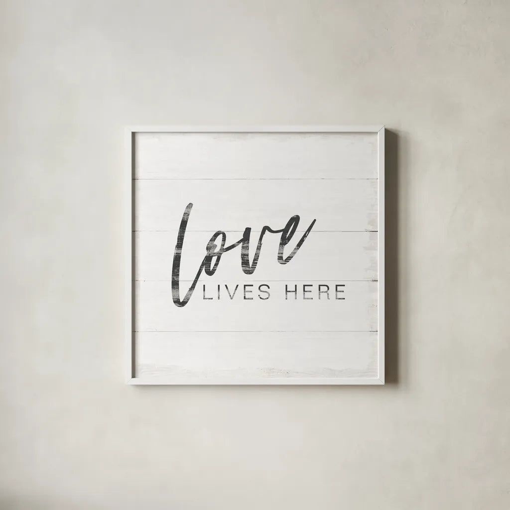 Home Inspiration II by Wild Apple Portfolio. Shown in a crisp white glass frame for a clean and minimalist style. Available as an archival giclee rolled canvas, fine art paper, or poster print. SKU 56877a.