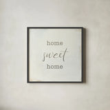 Home Sweet Home I Script by Wild Apple Portfolio. Shown in a sleek black glass frame for a contemporary gallery look. Available as an archival giclee rolled canvas, fine art paper, or poster print. SKU 46898a.
