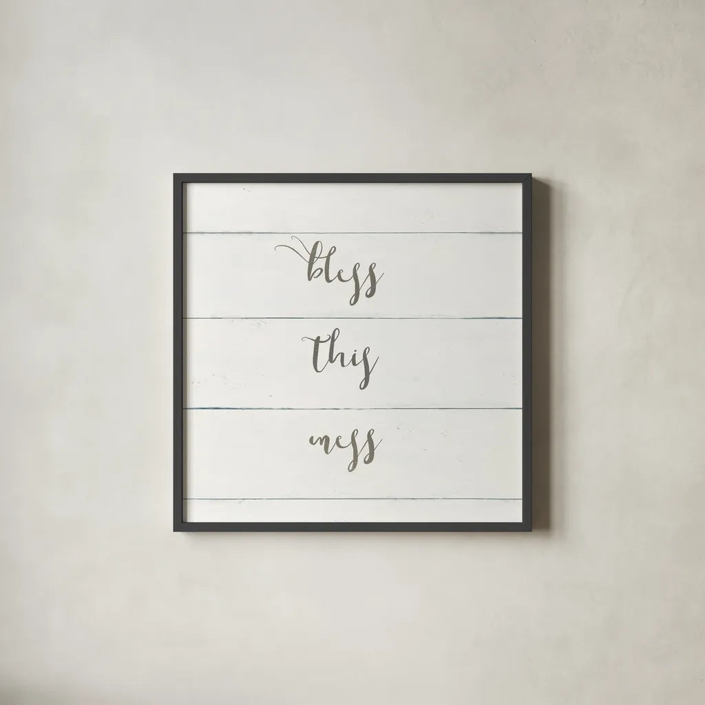 Home Sweet Home II Shiplap by Wild Apple Portfolio. Shown in a sleek black glass frame for a contemporary gallery look. Available as an archival giclee rolled canvas, fine art paper, or poster print. SKU 48927a.