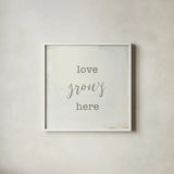 Home Sweet Home III Script by Wild Apple Portfolio. Shown in a crisp white glass frame for a clean and minimalist style. Available as an archival giclee rolled canvas, fine art paper, or poster print. SKU 46900a.