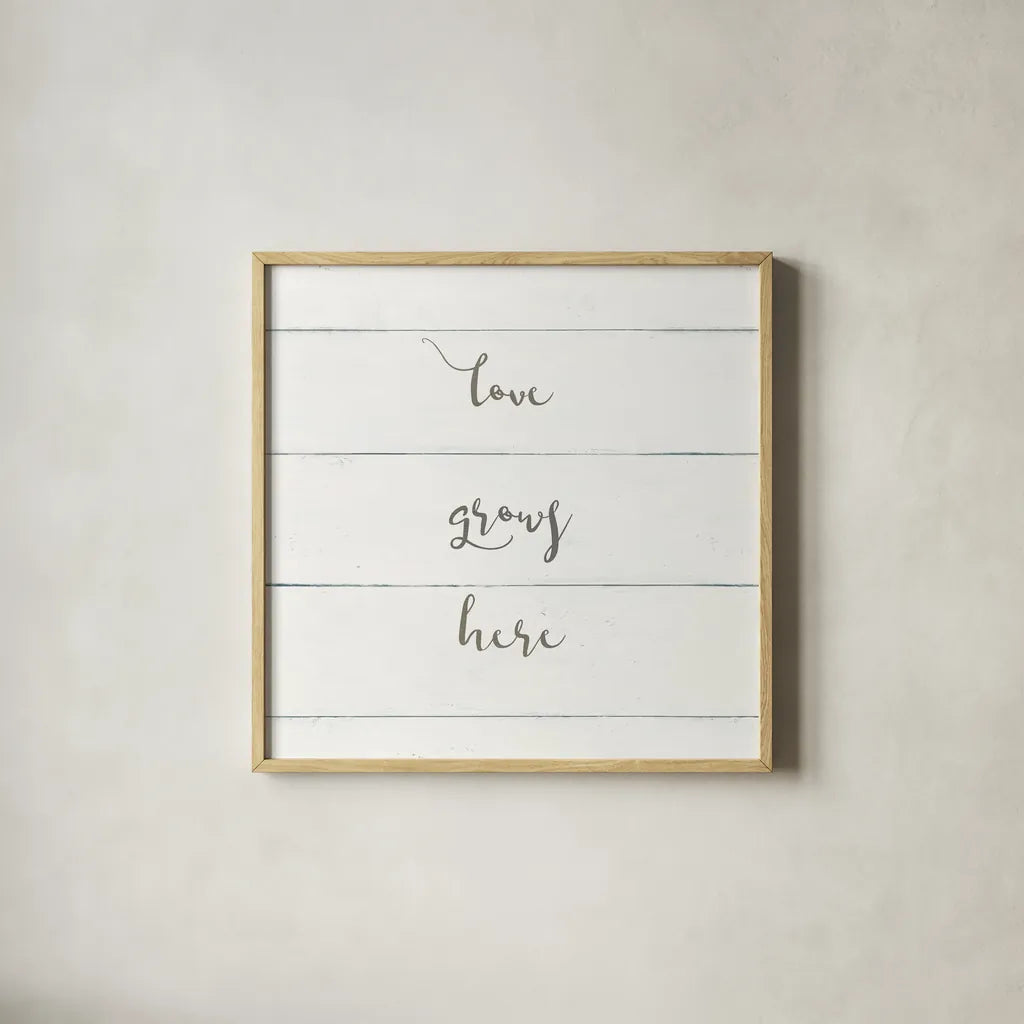 Home Sweet Home III Shiplap by Wild Apple Portfolio. Shown in a natural wood glass frame for a timeless modern aesthetic. Available as an archival giclee rolled canvas, fine art paper, or poster print. SKU 48928a.