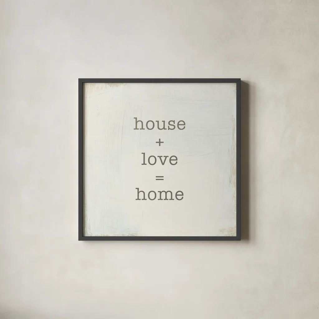 Home Sweet Home IV by Wild Apple Portfolio. Shown in a sleek black glass frame for a contemporary gallery look. Available as an archival giclee rolled canvas, fine art paper, or poster print. SKU 46897a.