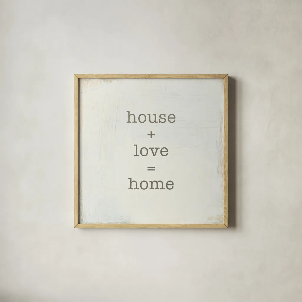 Home Sweet Home IV by Wild Apple Portfolio. Shown in a natural wood glass frame for a timeless modern aesthetic. Available as an archival giclee rolled canvas, fine art paper, or poster print. SKU 46897a.