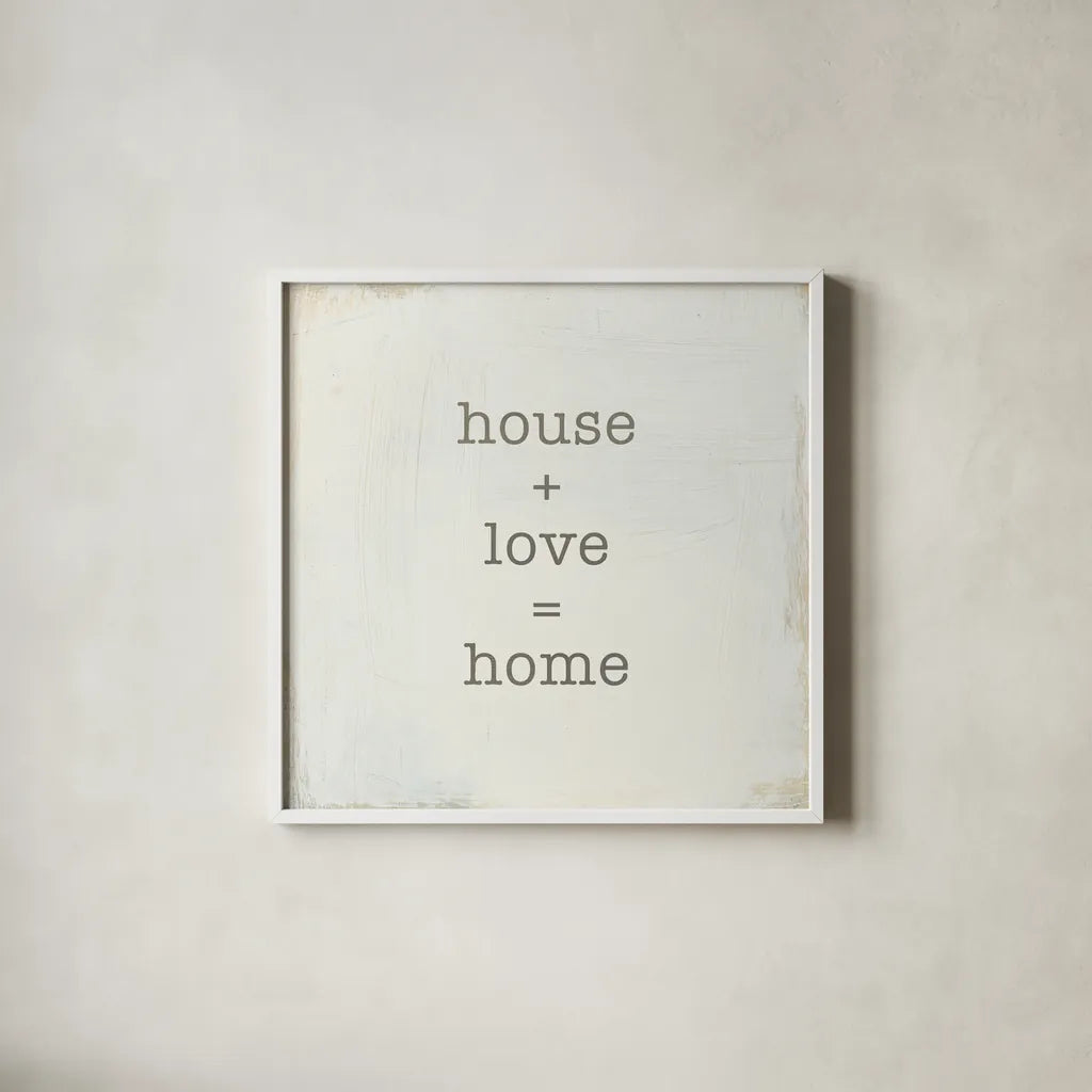 Home Sweet Home IV by Wild Apple Portfolio. Shown in a crisp white glass frame for a clean and minimalist style. Available as an archival giclee rolled canvas, fine art paper, or poster print. SKU 46897a.