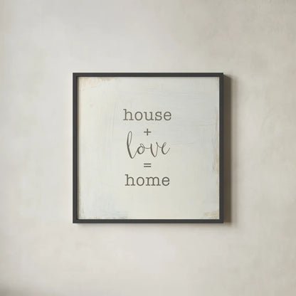 Home Sweet Home IV Script by Wild Apple Portfolio. Shown in a sleek black glass frame for a contemporary gallery look. Available as an archival giclee rolled canvas, fine art paper, or poster print. SKU 46901a.