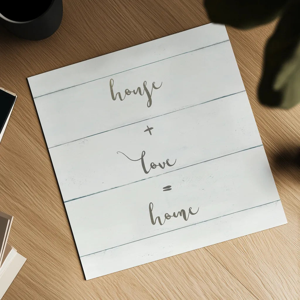 Home Sweet Home IV Shiplap by Wild Apple Portfolio. Shown as a detailed flat fine art print, highlighting archival giclee quality. Available as an archival giclee rolled canvas, fine art paper, or poster print. SKU 48929a.