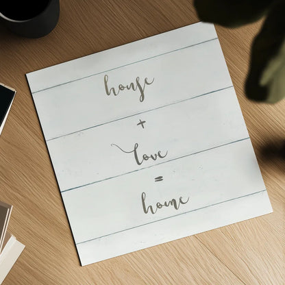 Home Sweet Home IV Shiplap by Wild Apple Portfolio. Shown as a detailed flat fine art print, highlighting archival giclee quality. Available as an archival giclee rolled canvas, fine art paper, or poster print. SKU 48929a.