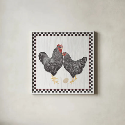 Home to Roost I by Wild Apple Portfolio. Shown in a crisp white glass frame for a clean and minimalist style. Available as an archival giclee rolled canvas, fine art paper, or poster print. SKU 30949a.