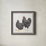 Home to Roost II by Wild Apple Portfolio. Shown in a sleek black glass frame for a contemporary gallery look. Available as an archival giclee rolled canvas, fine art paper, or poster print. SKU 30950a.