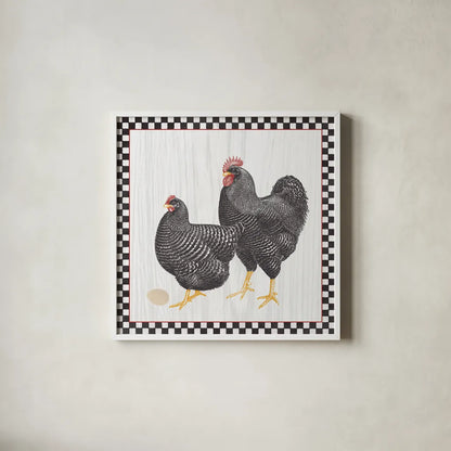 Home to Roost II by Wild Apple Portfolio. Shown in a crisp white glass frame for a clean and minimalist style. Available as an archival giclee rolled canvas, fine art paper, or poster print. SKU 30950a.