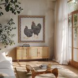 Home to Roost II by Wild Apple Portfolio. Shown in a natural wood frame in a cozy modern living room. Available as an archival giclee rolled canvas, fine art paper, or poster print. SKU 30950a.