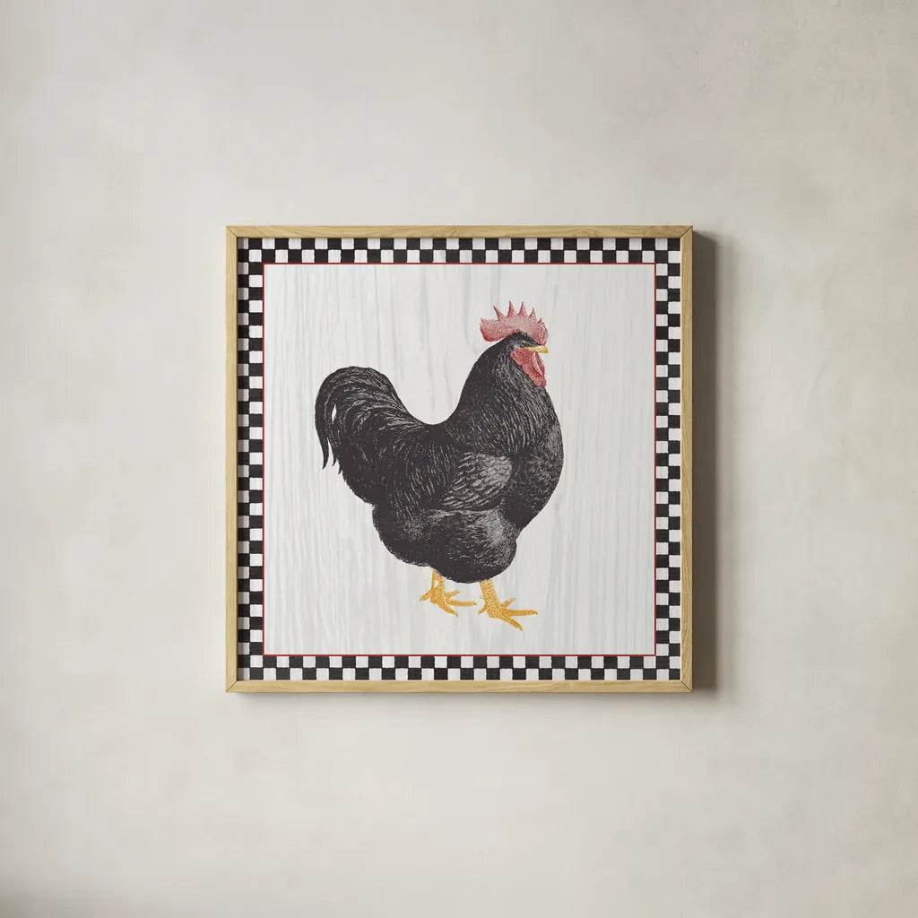 Home to Roost III by Wild Apple Portfolio. Shown in a natural wood glass frame for a timeless modern aesthetic. Available as an archival giclee rolled canvas, fine art paper, or poster print. SKU 30951a.