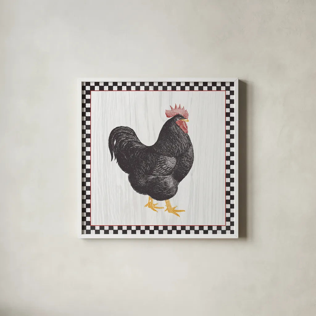 Home to Roost III by Wild Apple Portfolio. Shown in a crisp white glass frame for a clean and minimalist style. Available as an archival giclee rolled canvas, fine art paper, or poster print. SKU 30951a.