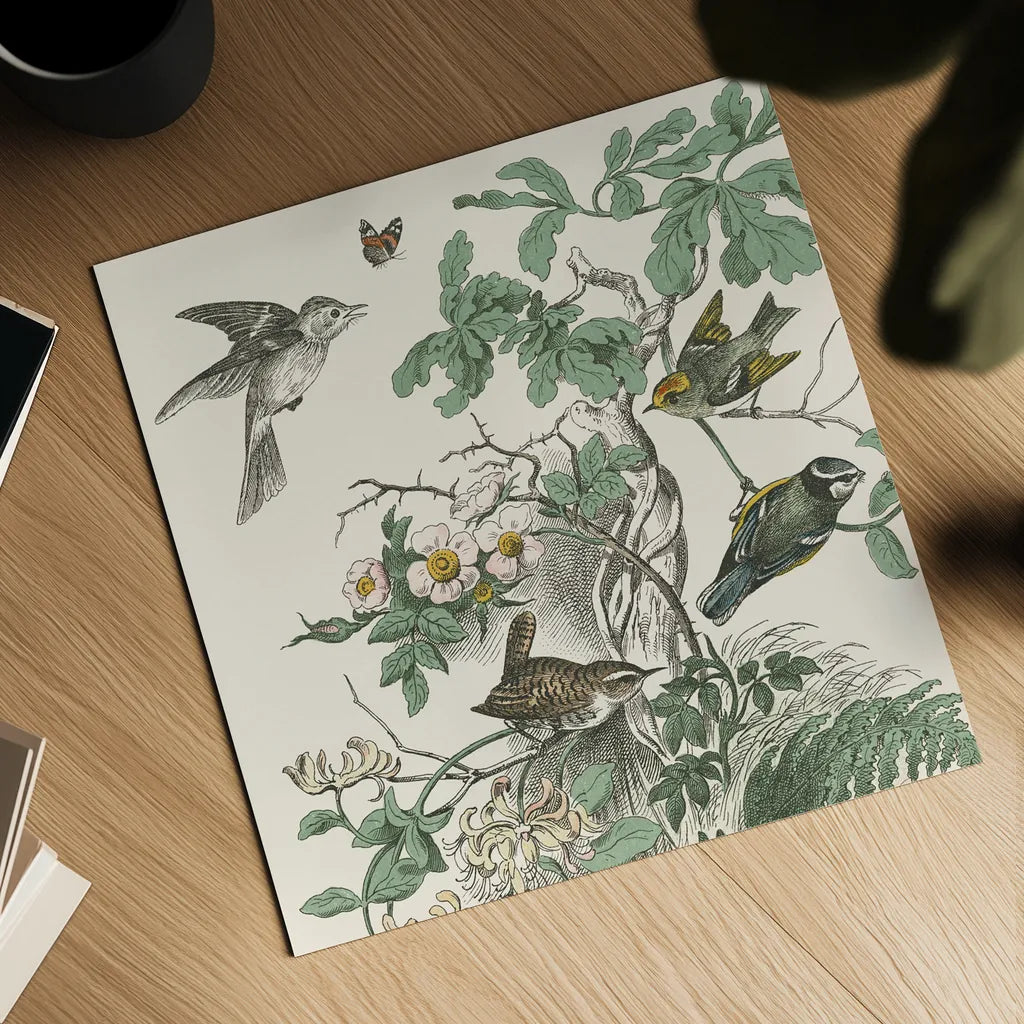 Honeybloom Bird III by Wild Apple Portfolio. Shown as a detailed flat fine art print, highlighting archival giclee quality. Available as an archival giclee rolled canvas, fine art paper, or poster print. SKU 89360a.