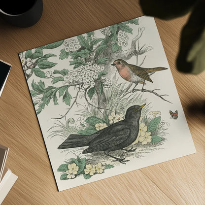 Honeybloom Bird V by Wild Apple Portfolio. Shown as a detailed flat fine art print, highlighting archival giclee quality. Available as an archival giclee rolled canvas, fine art paper, or poster print. SKU 89362a.