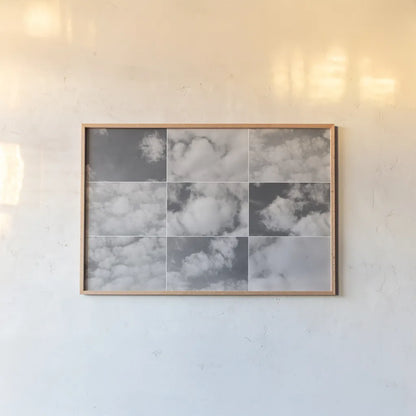 In the Clouds Collage by Wild Apple Portfolio. shown as a paper print in a natural frame. Available as a archival giclee rolled canvas, fine art paper, or poster print. SKU 43545i.