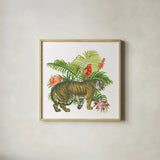 In the Jungle I by Wild Apple Portfolio. Shown in a natural wood glass frame for a timeless modern aesthetic. Available as an archival giclee rolled canvas, fine art paper, or poster print. SKU 53963a.
