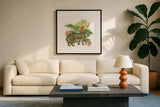 In the Jungle I by Wild Apple Portfolio. Displayed in a glass frame with matte in a clean modern living room. Available as an archival giclee rolled canvas, fine art paper, or poster print. SKU 53963a.