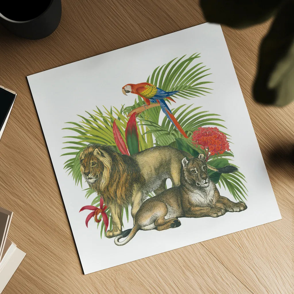 In the Jungle II by Wild Apple Portfolio. Shown as a detailed flat fine art print, highlighting archival giclee quality. Available as an archival giclee rolled canvas, fine art paper, or poster print. SKU 53964a.