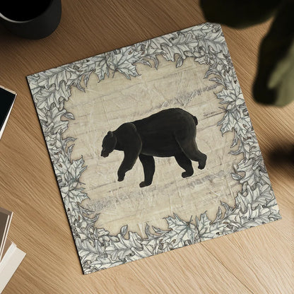 In the Woods Bear by Wild Apple Portfolio. Shown as a detailed flat fine art print, highlighting archival giclee quality. Available as an archival giclee rolled canvas, fine art paper, or poster print. SKU 19667a.