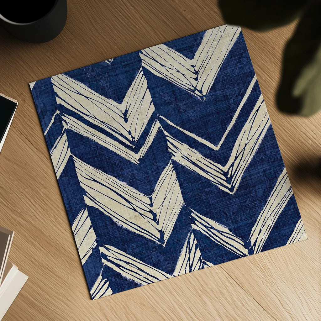 Indigo Batik II by Wild Apple Portfolio. Shown as a detailed flat fine art print, highlighting archival giclee quality. Available as an archival giclee rolled canvas, fine art paper, or poster print. SKU 16449a.