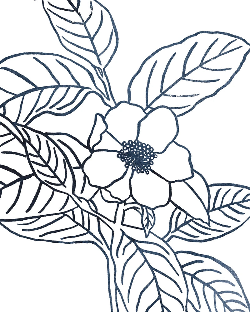 Indigo Blooms I on White by Wild Apple Portfolio