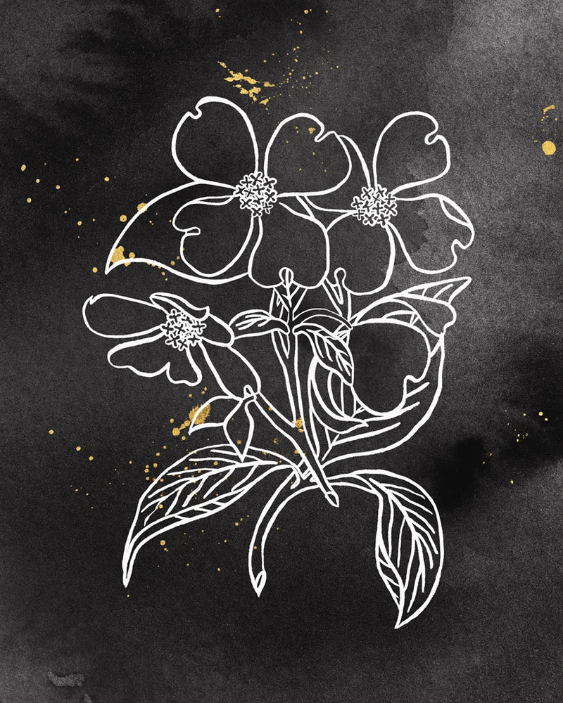 Indigo Blooms III Black by Wild Apple Portfolio
