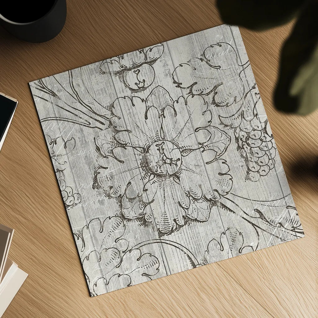 Italian Scroll II on Driftwood by Wild Apple Portfolio. Shown as a detailed flat fine art print, highlighting archival giclee quality. Available as an archival giclee rolled canvas, fine art paper, or poster print. SKU 33633a.