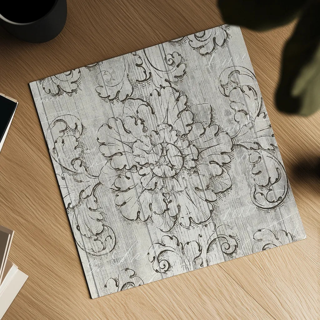 Italian Scroll V on Driftwood by Wild Apple Portfolio. Shown as a detailed flat fine art print, highlighting archival giclee quality. Available as an archival giclee rolled canvas, fine art paper, or poster print. SKU 33634a.