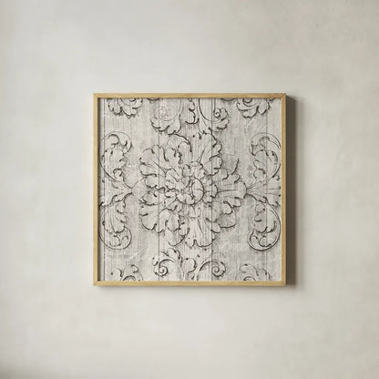 Italian Scroll V on Driftwood by Wild Apple Portfolio. Shown in a natural wood glass frame for a timeless modern aesthetic. Available as an archival giclee rolled canvas, fine art paper, or poster print. SKU 33634a.