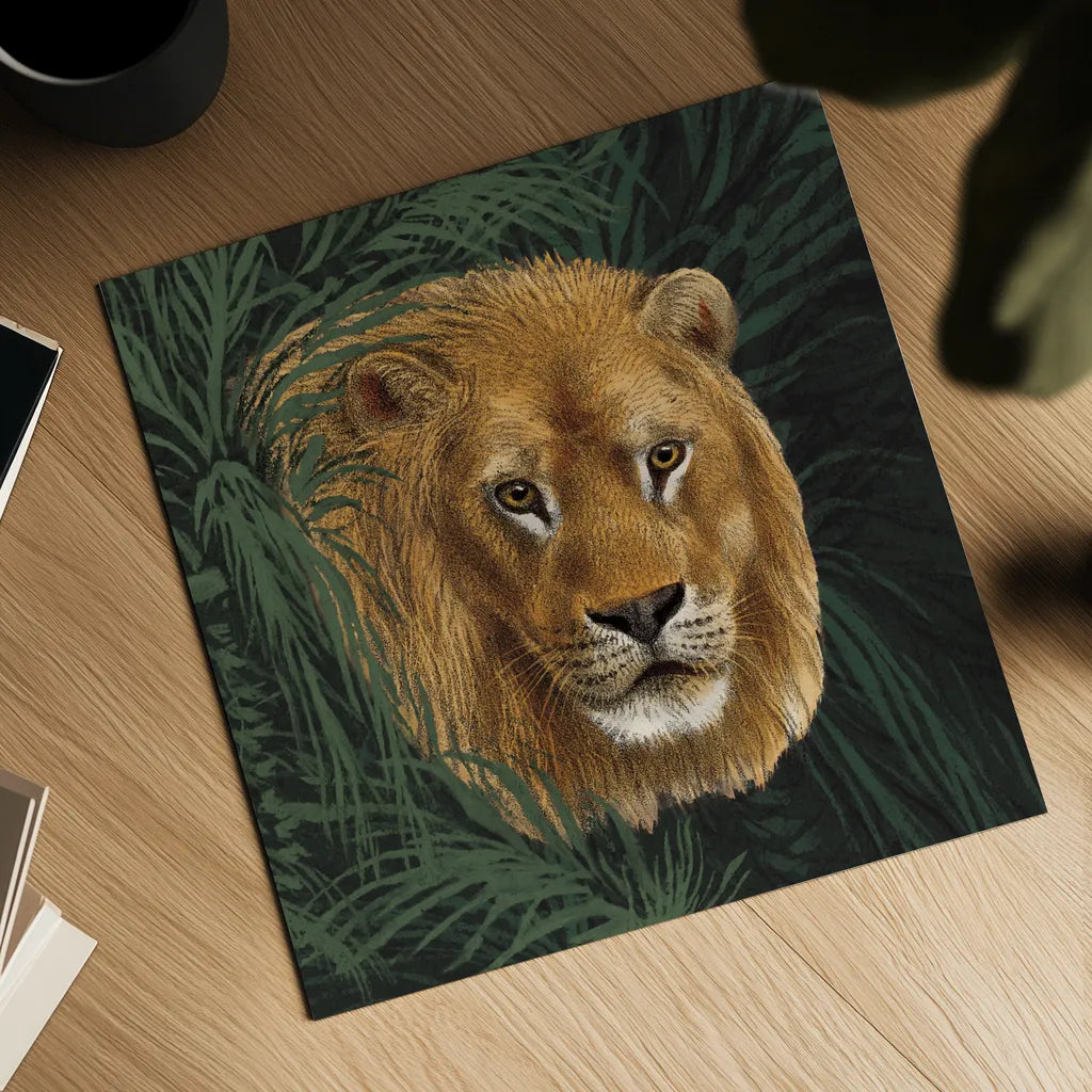 Jungle Cat Bust I by Wild Apple Portfolio. Shown as a detailed flat fine art print, highlighting archival giclee quality. Available as an archival giclee rolled canvas, fine art paper, or poster print. SKU 95607a.