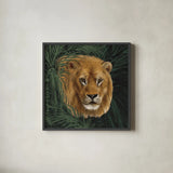 Jungle Cat Bust I by Wild Apple Portfolio. Shown in a sleek black glass frame for a contemporary gallery look. Available as an archival giclee rolled canvas, fine art paper, or poster print. SKU 95607a.