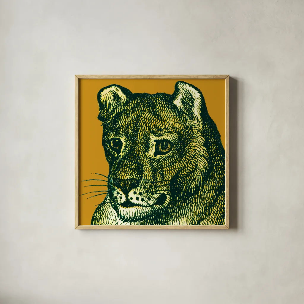 Jungle Flair IV by Wild Apple Portfolio. Shown in a natural wood glass frame for a timeless modern aesthetic. Available as an archival giclee rolled canvas, fine art paper, or poster print. SKU 45404a.