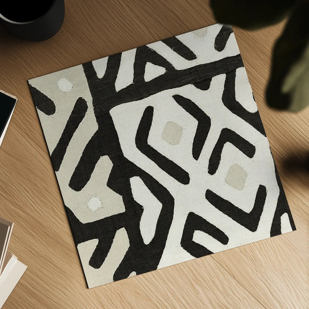 Kuba Cloth I Sq I Neutral by Wild Apple Portfolio. Shown as a detailed flat fine art print, highlighting archival giclee quality. Available as an archival giclee rolled canvas, fine art paper, or poster print. SKU 51730a.