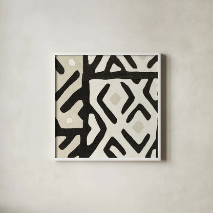 Kuba Cloth I Sq I Neutral by Wild Apple Portfolio. Shown in a crisp white glass frame for a clean and minimalist style. Available as an archival giclee rolled canvas, fine art paper, or poster print. SKU 51730a.