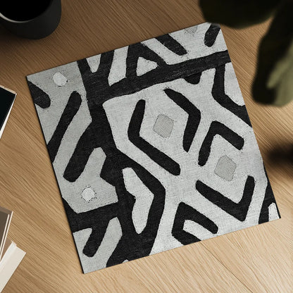Kuba Cloth I Square I BW by Wild Apple Portfolio. Shown as a detailed flat fine art print, highlighting archival giclee quality. Available as an archival giclee rolled canvas, fine art paper, or poster print. SKU 32127a.