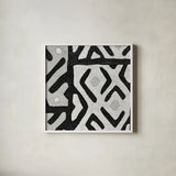 Kuba Cloth I Square I BW by Wild Apple Portfolio. Shown in a crisp white glass frame for a clean and minimalist style. Available as an archival giclee rolled canvas, fine art paper, or poster print. SKU 32127a.