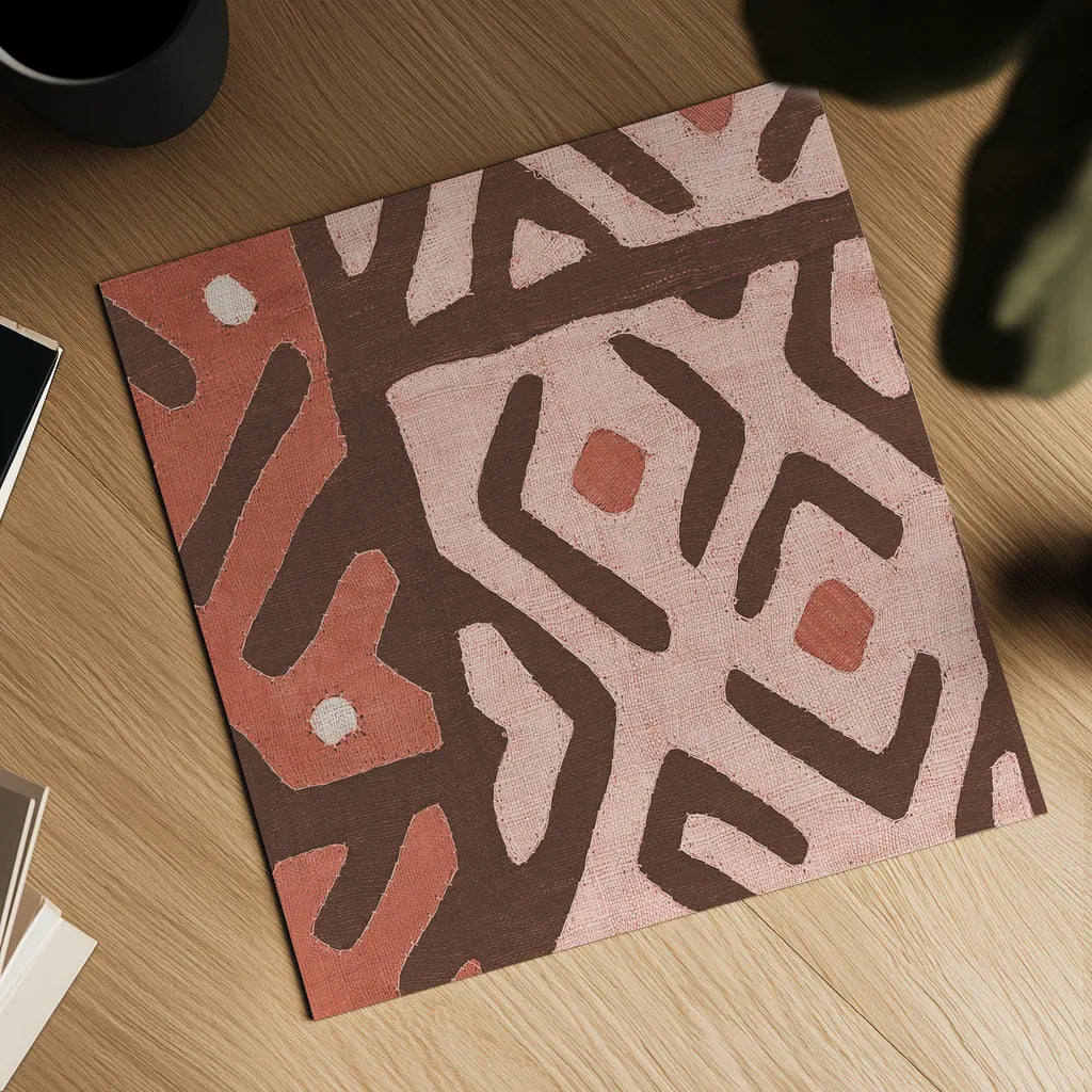 Kuba Cloth I Square I Blush by Wild Apple Portfolio. Shown as a detailed flat fine art print, highlighting archival giclee quality. Available as an archival giclee rolled canvas, fine art paper, or poster print. SKU 82168a.