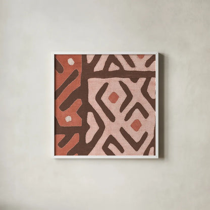 Kuba Cloth I Square I Blush by Wild Apple Portfolio. Shown in a crisp white glass frame for a clean and minimalist style. Available as an archival giclee rolled canvas, fine art paper, or poster print. SKU 82168a.