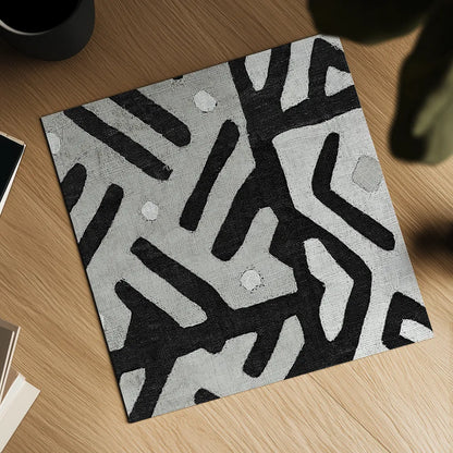 Kuba Cloth I Square II BW by Wild Apple Portfolio. Shown as a detailed flat fine art print, highlighting archival giclee quality. Available as an archival giclee rolled canvas, fine art paper, or poster print. SKU 32128a.