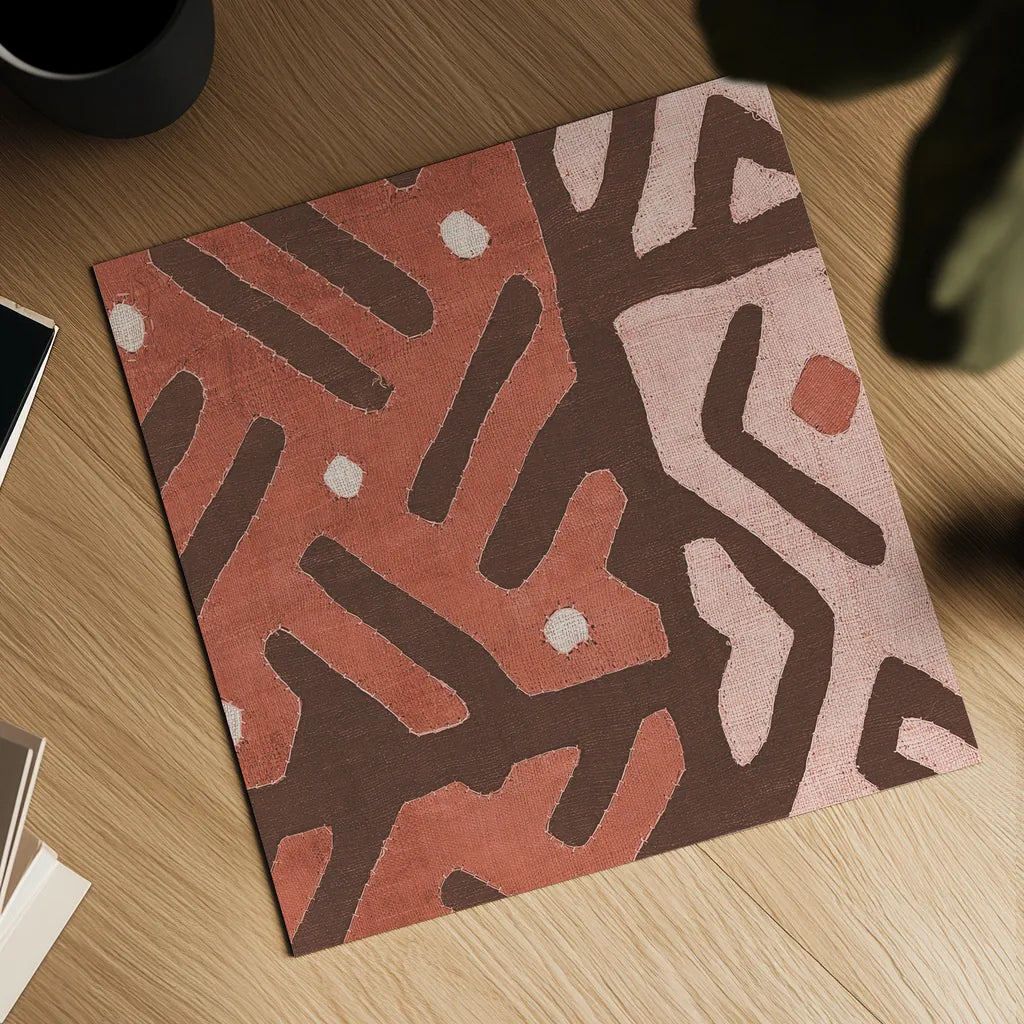 Kuba Cloth I Square II Blush by Wild Apple Portfolio. Shown as a detailed flat fine art print, highlighting archival giclee quality. Available as an archival giclee rolled canvas, fine art paper, or poster print. SKU 82169a.