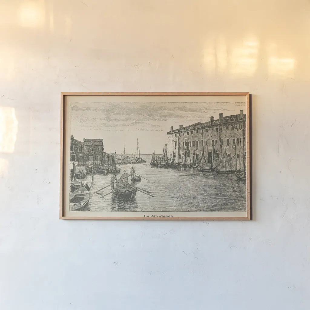 La Giudecca by Wild Apple Portfolio. shown as a paper print in a natural frame. Available as a archival giclee rolled canvas, fine art paper, or poster print. SKU 97247i.
