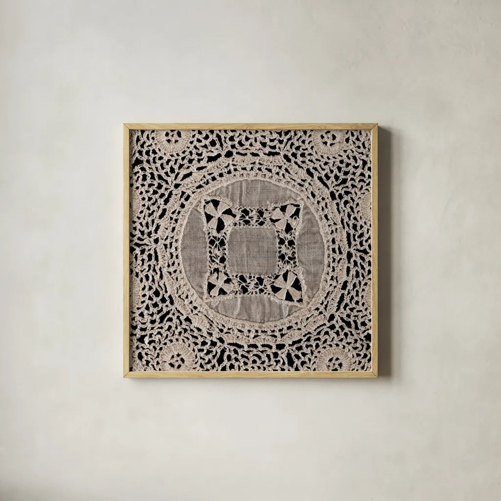 Lace II by Wild Apple Portfolio. Shown in a natural wood glass frame for a timeless modern aesthetic. Available as an archival giclee rolled canvas, fine art paper, or poster print. SKU 86068a.