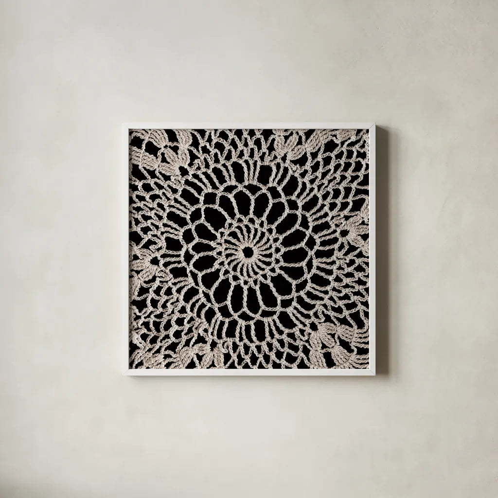 Lace IV by Wild Apple Portfolio. Shown in a crisp white glass frame for a clean and minimalist style. Available as an archival giclee rolled canvas, fine art paper, or poster print. SKU 86070a.