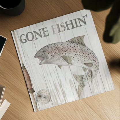 Lake Fishing I by Wild Apple Portfolio. Shown as a detailed flat fine art print, highlighting archival giclee quality. Available as an archival giclee rolled canvas, fine art paper, or poster print. SKU 72487a.