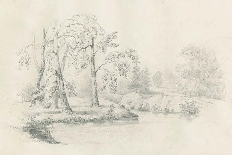 Lakeside Sketch by Wild Apple Portfolio. SKU 59696i. Archival Giclee Fine art print for wall decor.