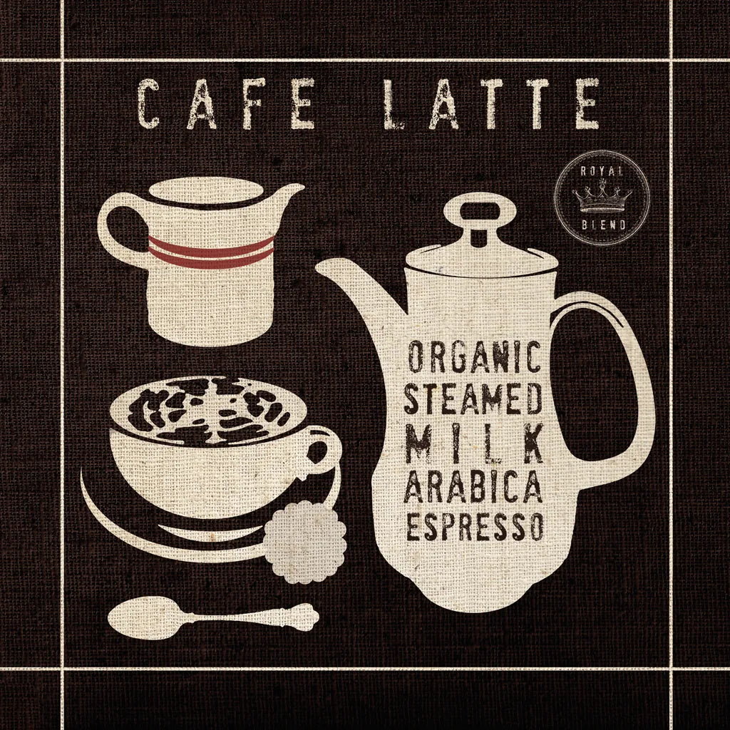 Latte on Linen Black by Wild Apple Portfolio. SKU 39915a. Archival Giclee Fine art print for wall decor.