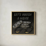 Lets Watch a Movie by Wild Apple Portfolio. Shown in a natural wood glass frame for a timeless modern aesthetic. Available as an archival giclee rolled canvas, fine art paper, or poster print. SKU 21553a.