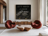 Lets Watch a Movie by Wild Apple Portfolio. Shown as extra-large giant wall art in a modern living room. Available as an archival giclee rolled canvas, fine art paper, or poster print. SKU 21553a.