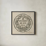Letter Crest II by Wild Apple Portfolio. Shown in a sleek black glass frame for a contemporary gallery look. Available as an archival giclee rolled canvas, fine art paper, or poster print. SKU 12962a.
